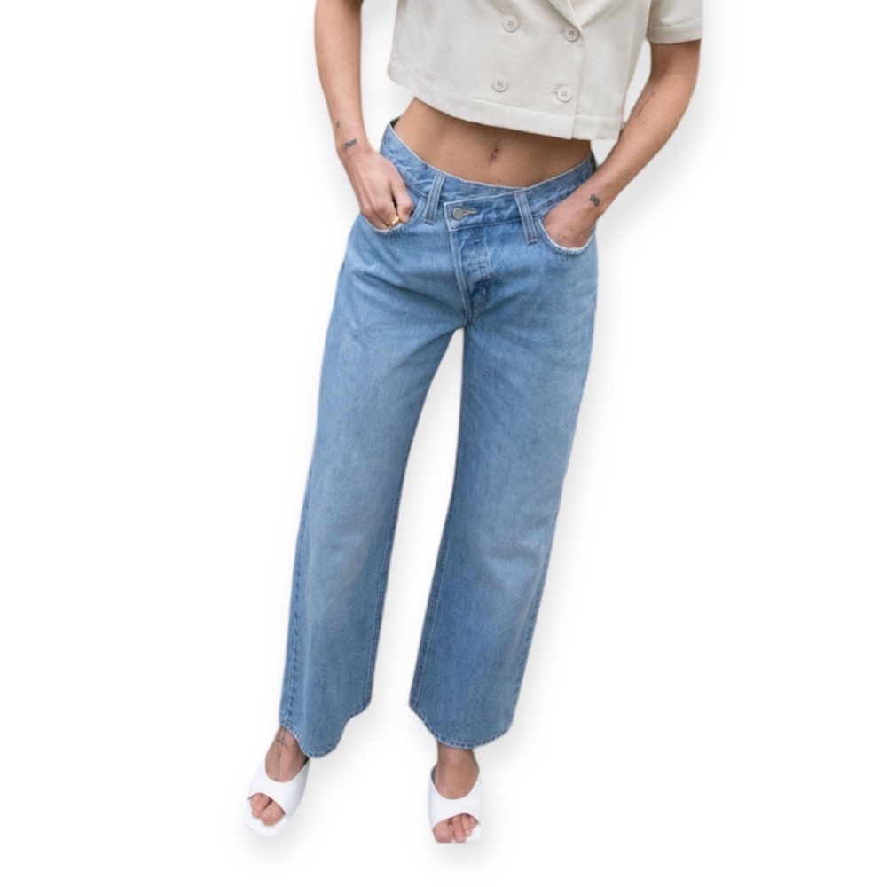 Oak + Fort Crossfront Straight Leg Jeans